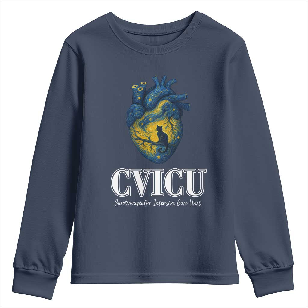 CVICU Nurse Cat Starry Night Youth Sweatshirt Cardiovascular Intensive Care Unit - Wonder Print Shop