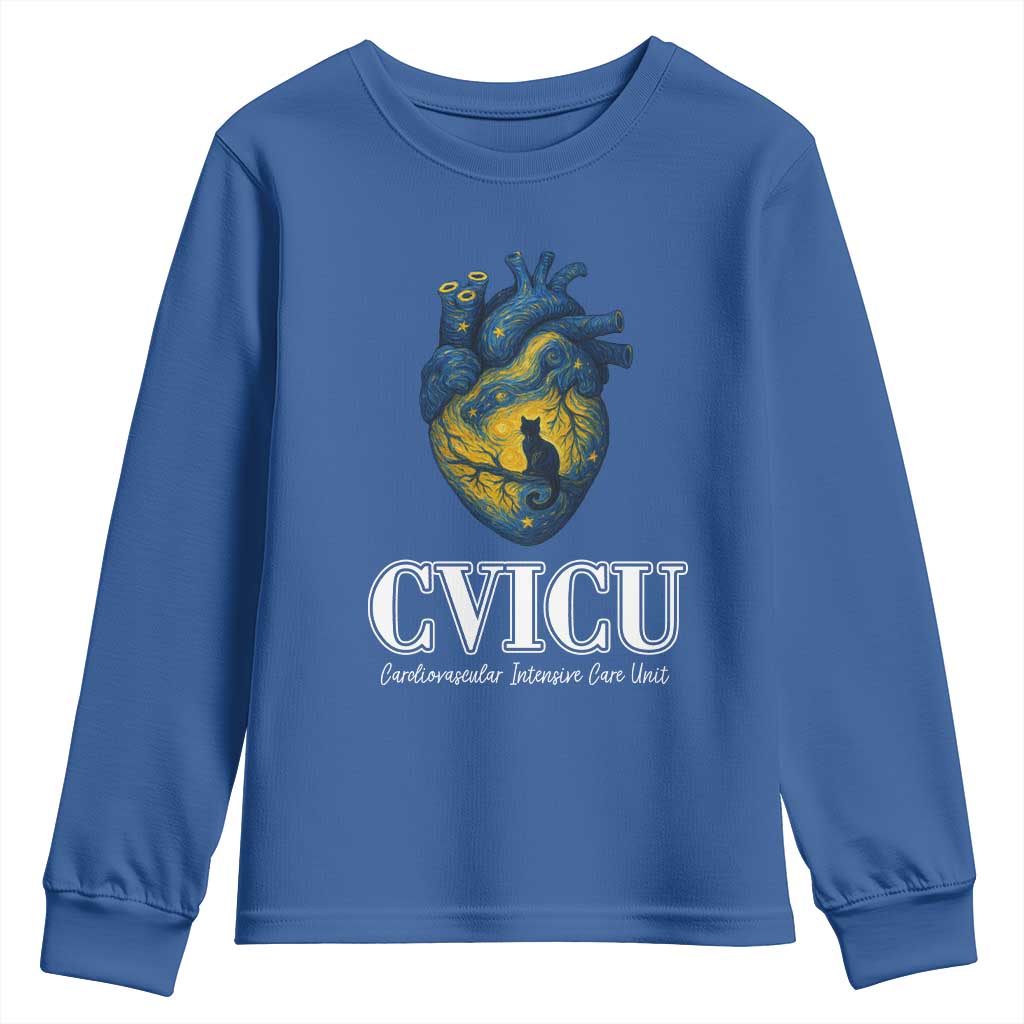 CVICU Nurse Cat Starry Night Youth Sweatshirt Cardiovascular Intensive Care Unit - Wonder Print Shop