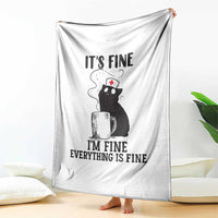 Funny Cat Nurse Throw Blanket It Is Fine I Am Fine Everything Is Fine - Wonder Print Shop
