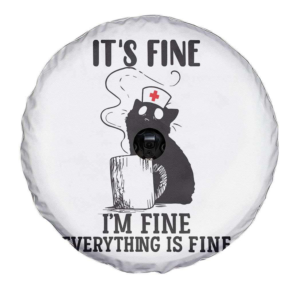 Funny Cat Nurse Spare Tire Cover It Is Fine I Am Fine Everything Is Fine - Wonder Print Shop