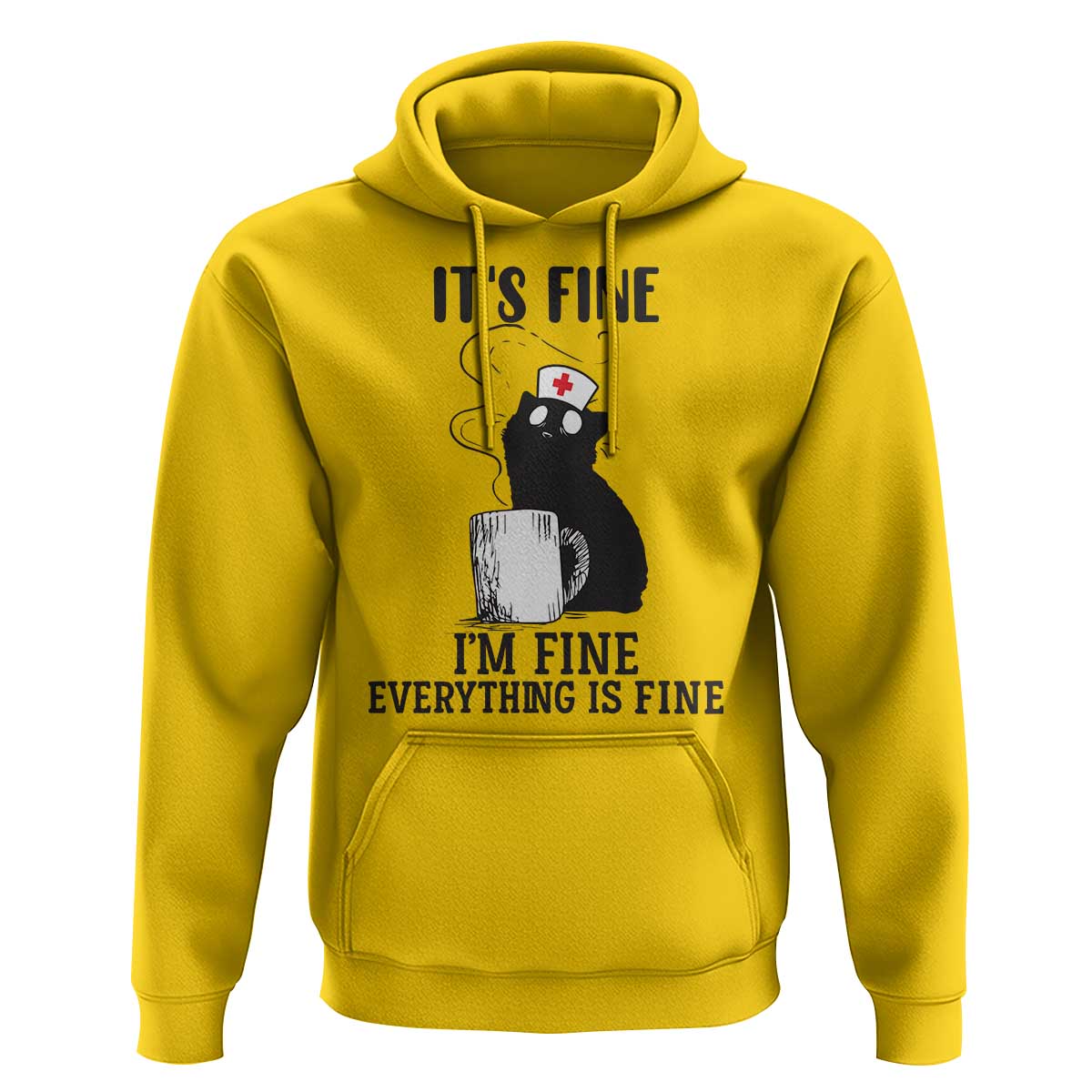 Funny Cat Nurse Hoodie It Is Fine I Am Fine Everything Is Fine - Wonder Print Shop