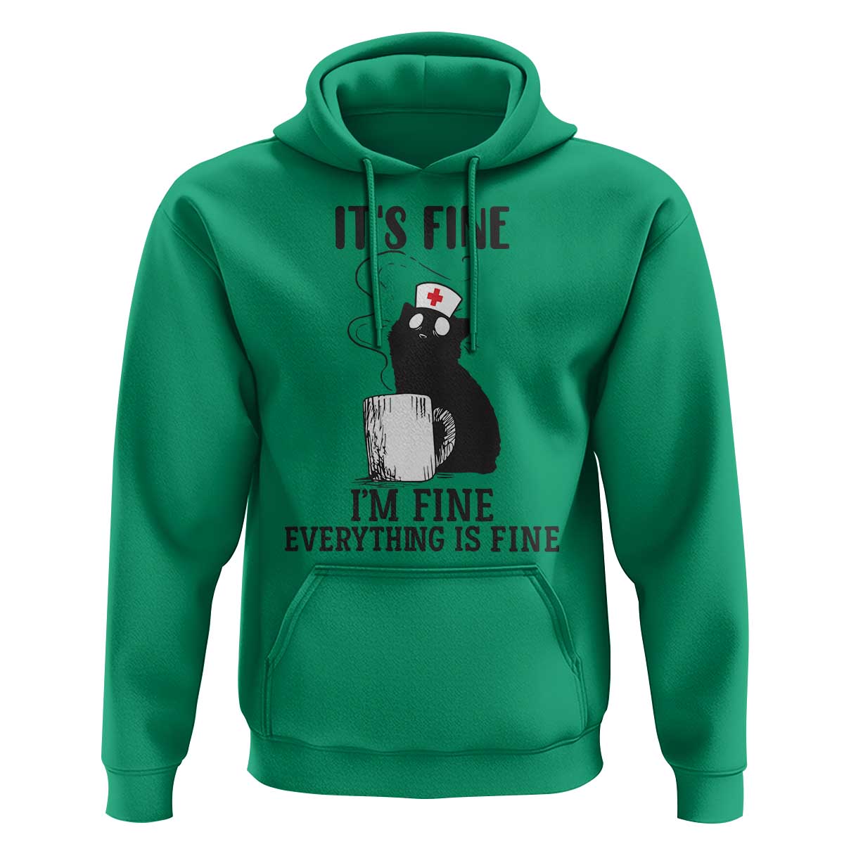 Funny Cat Nurse Hoodie It Is Fine I Am Fine Everything Is Fine - Wonder Print Shop
