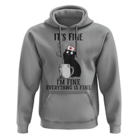 Funny Cat Nurse Hoodie It Is Fine I Am Fine Everything Is Fine - Wonder Print Shop