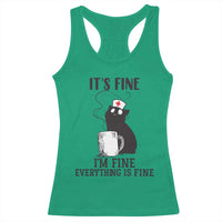 Funny Cat Nurse Racerback Tank Top It Is Fine I Am Fine Everything Is Fine - Wonder Print Shop