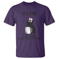 Funny Cat Nurse T Shirt It Is Fine I Am Fine Everything Is Fine - Wonder Print Shop