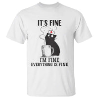 Funny Cat Nurse T Shirt It Is Fine I Am Fine Everything Is Fine - Wonder Print Shop