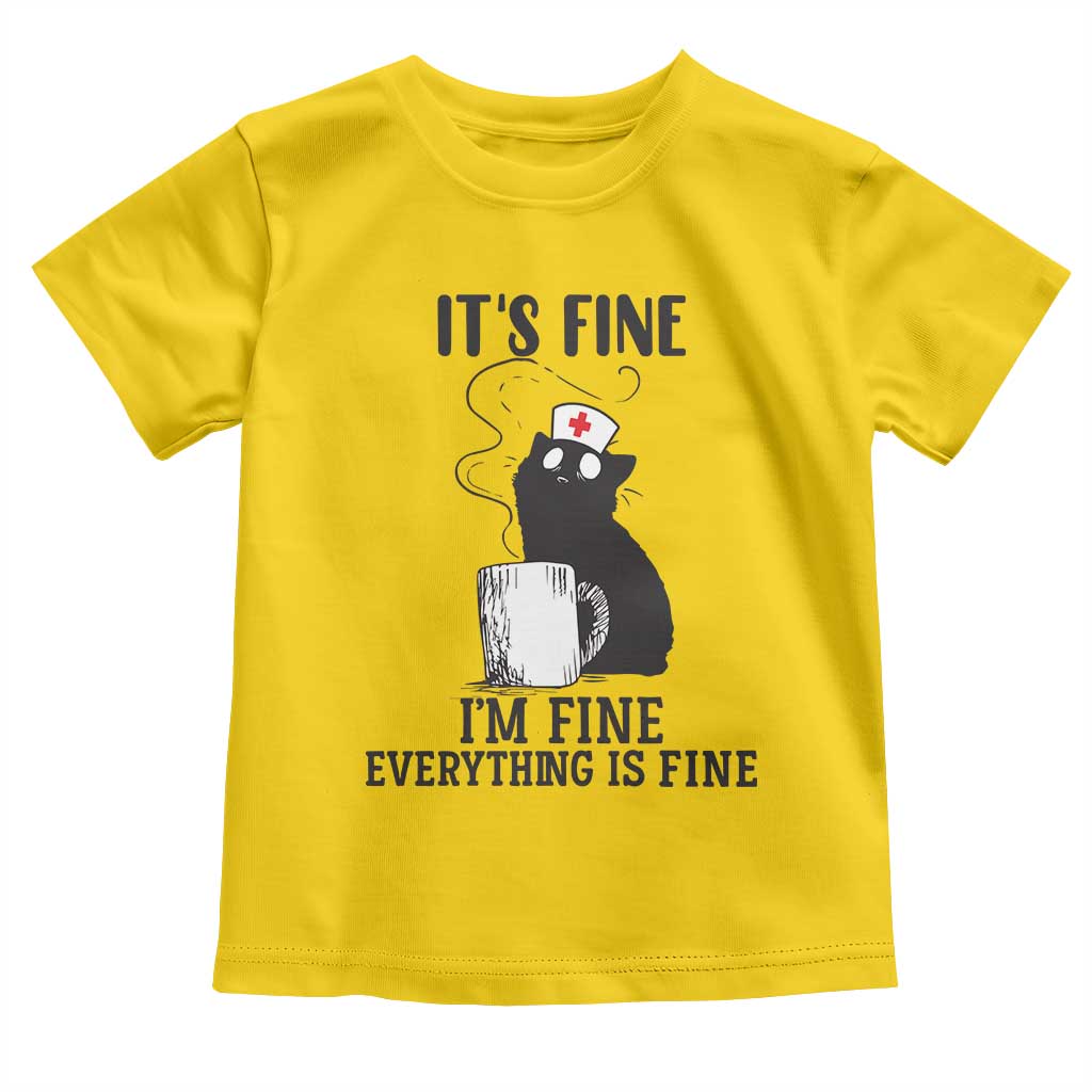 Funny Cat Nurse Toddler T Shirt It Is Fine I Am Fine Everything Is Fine - Wonder Print Shop