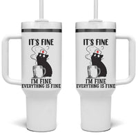 Funny Cat Nurse Tumbler With Handle It Is Fine I Am Fine Everything Is Fine