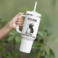 Funny Cat Nurse Tumbler With Handle It Is Fine I Am Fine Everything Is Fine