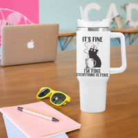 Funny Cat Nurse Tumbler With Handle It Is Fine I Am Fine Everything Is Fine