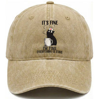 Funny Cat Nurse Washed Cotton Baseball Cap It Is Fine I Am Fine Everything Is Fine