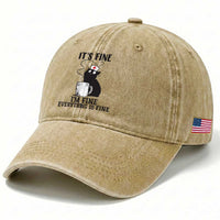 Funny Cat Nurse Washed Cotton Baseball Cap It Is Fine I Am Fine Everything Is Fine