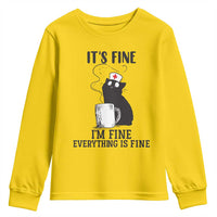 Funny Cat Nurse Youth Sweatshirt It Is Fine I Am Fine Everything Is Fine - Wonder Print Shop