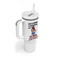 Funny Retirement Tumbler With Handle I Am A Mom And A Grandma And A Retired Nurse Nothing Scares Me