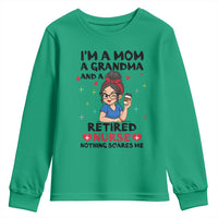 Funny Retirement Youth Sweatshirt I Am A Mom And A Grandma And A Retired Nurse Nothing Scares Me - Wonder Print Shop