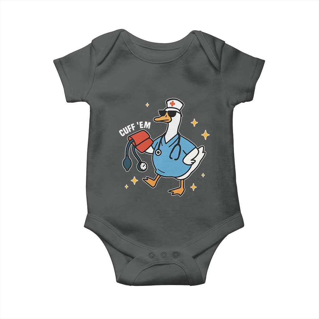 Cuff 'Em ER Nurse Baby Onesie Funny Silly Goose Meme - Wonder Print Shop