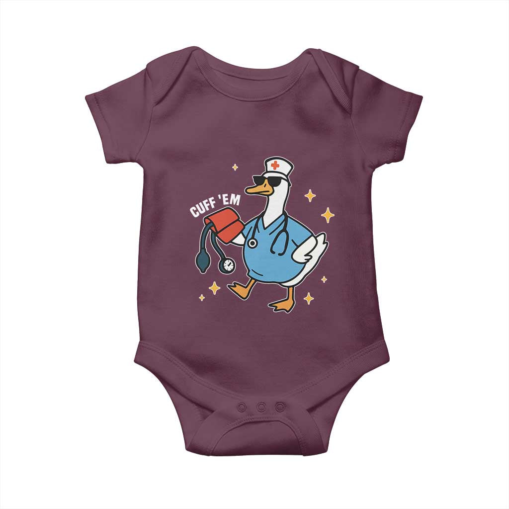 Cuff 'Em ER Nurse Baby Onesie Funny Silly Goose Meme - Wonder Print Shop