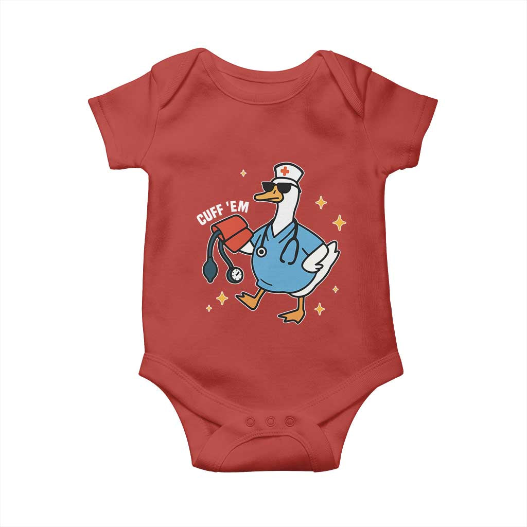 Cuff 'Em ER Nurse Baby Onesie Funny Silly Goose Meme - Wonder Print Shop