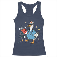 Cuff 'Em ER Nurse Racerback Tank Top Funny Silly Goose Meme - Wonder Print Shop