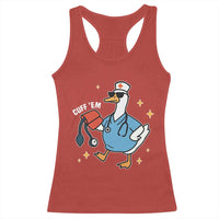 Cuff 'Em ER Nurse Racerback Tank Top Funny Silly Goose Meme - Wonder Print Shop