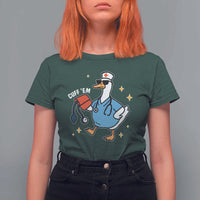 Cuff 'Em ER Nurse T Shirt For Women Funny Silly Goose Meme - Wonder Print Shop