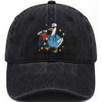 Cuff 'Em ER Nurse Washed Cotton Baseball Cap Funny Silly Goose Meme