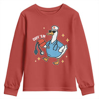Cuff 'Em ER Nurse Youth Sweatshirt Funny Silly Goose Meme - Wonder Print Shop