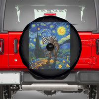 Bigfoot Racing Spare Tire Cover Sasquatch Checkered Flag Starry Night Van Gogh - Wonder Print Shop