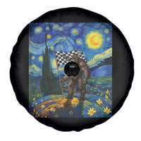 Bigfoot Racing Spare Tire Cover Sasquatch Checkered Flag Starry Night Van Gogh - Wonder Print Shop