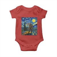 Bigfoot Racing Baby Onesie Sasquatch Checkered Flag Starry Night Van Gogh - Wonder Print Shop