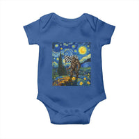 Bigfoot Racing Baby Onesie Sasquatch Checkered Flag Starry Night Van Gogh - Wonder Print Shop