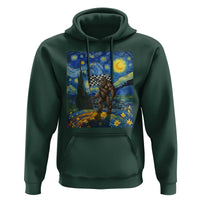 Bigfoot Racing Hoodie Sasquatch Checkered Flag Starry Night Van Gogh - Wonder Print Shop