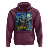 Bigfoot Racing Hoodie Sasquatch Checkered Flag Starry Night Van Gogh - Wonder Print Shop