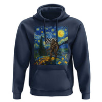 Bigfoot Racing Hoodie Sasquatch Checkered Flag Starry Night Van Gogh - Wonder Print Shop