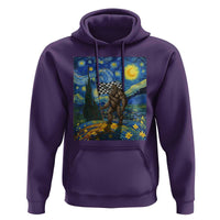 Bigfoot Racing Hoodie Sasquatch Checkered Flag Starry Night Van Gogh - Wonder Print Shop