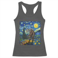 Bigfoot Racing Racerback Tank Top Sasquatch Checkered Flag Starry Night Van Gogh - Wonder Print Shop