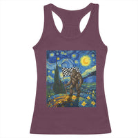 Bigfoot Racing Racerback Tank Top Sasquatch Checkered Flag Starry Night Van Gogh - Wonder Print Shop