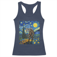 Bigfoot Racing Racerback Tank Top Sasquatch Checkered Flag Starry Night Van Gogh - Wonder Print Shop