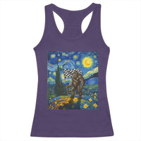 Bigfoot Racing Racerback Tank Top Sasquatch Checkered Flag Starry Night Van Gogh - Wonder Print Shop