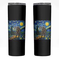Bigfoot Racing Skinny Tumbler Sasquatch Checkered Flag Starry Night Van Gogh