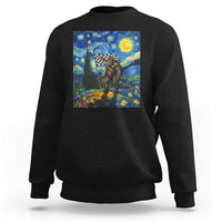 Bigfoot Racing Sweatshirt Sasquatch Checkered Flag Starry Night Van Gogh - Wonder Print Shop