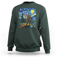 Bigfoot Racing Sweatshirt Sasquatch Checkered Flag Starry Night Van Gogh - Wonder Print Shop