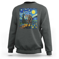 Bigfoot Racing Sweatshirt Sasquatch Checkered Flag Starry Night Van Gogh - Wonder Print Shop