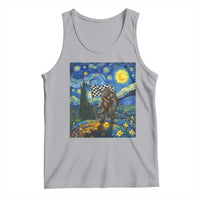 Bigfoot Racing Tank Top Sasquatch Checkered Flag Starry Night Van Gogh - Wonder Print Shop
