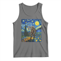 Bigfoot Racing Tank Top Sasquatch Checkered Flag Starry Night Van Gogh - Wonder Print Shop