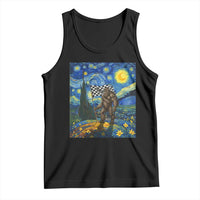 Bigfoot Racing Tank Top Sasquatch Checkered Flag Starry Night Van Gogh - Wonder Print Shop