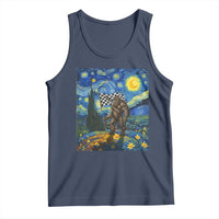 Bigfoot Racing Tank Top Sasquatch Checkered Flag Starry Night Van Gogh - Wonder Print Shop