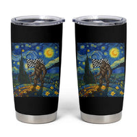 Bigfoot Racing Tumbler Cup Sasquatch Checkered Flag Starry Night Van Gogh