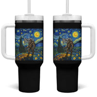 Bigfoot Racing Tumbler With Handle Sasquatch Checkered Flag Starry Night Van Gogh