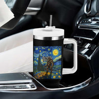 Bigfoot Racing Tumbler With Handle Sasquatch Checkered Flag Starry Night Van Gogh